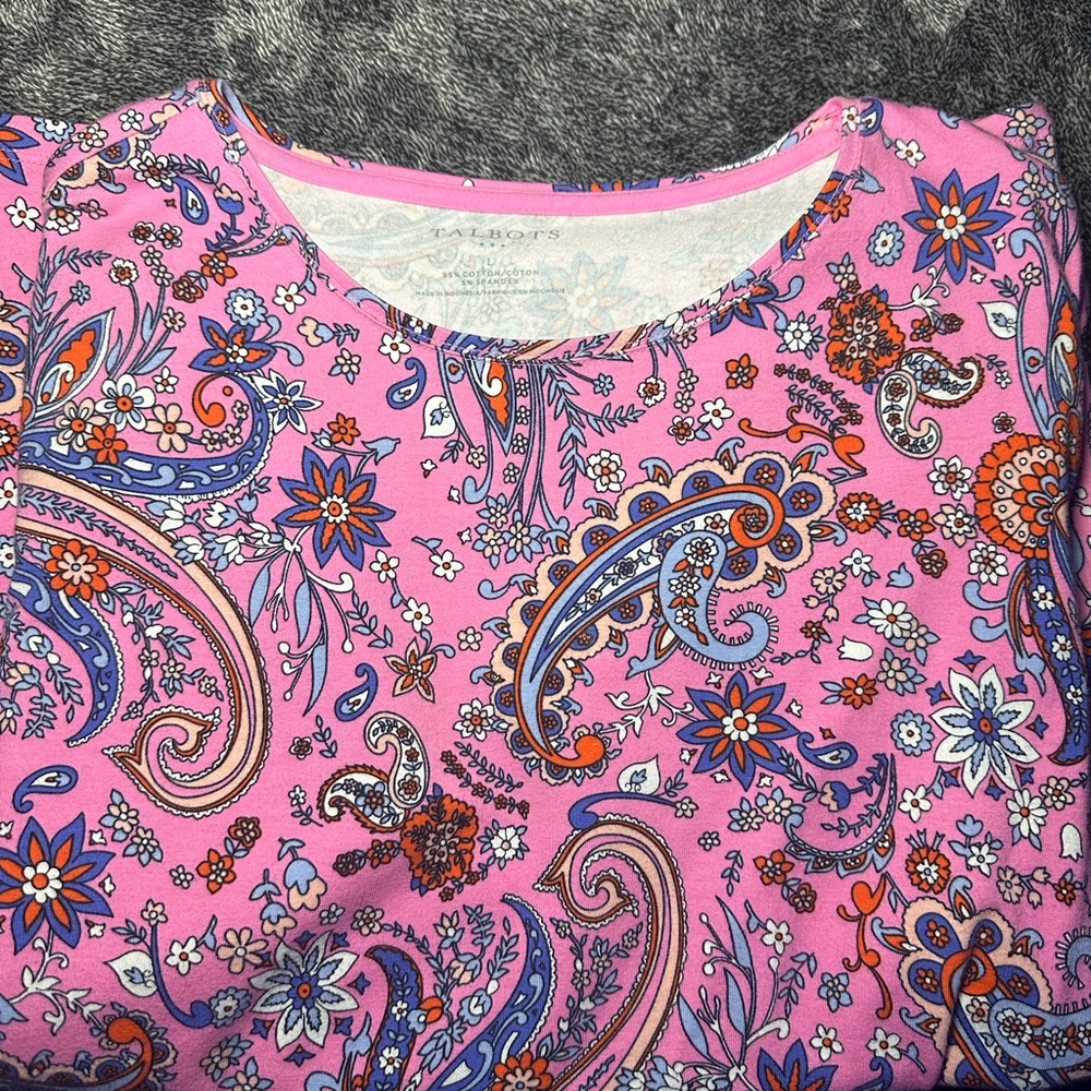 Talbots Pink Paisley Floral Top